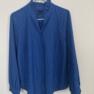 Ann Taylor Royal Blue Eyelet Blouse